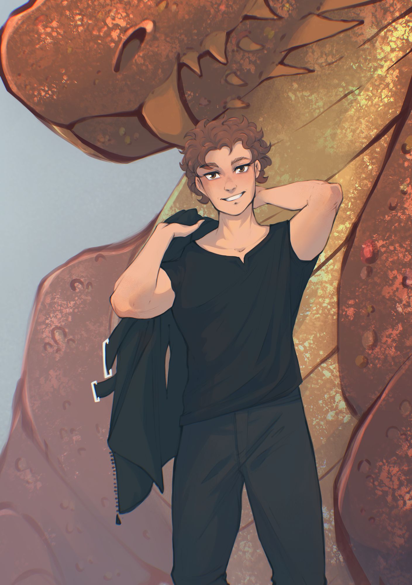 Young man with his red dragon